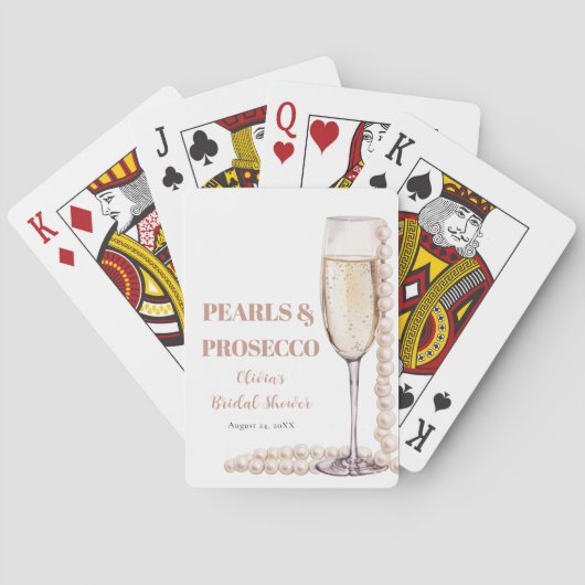 Perles dorées et Prosecco Cartes à jouer classique (dos)