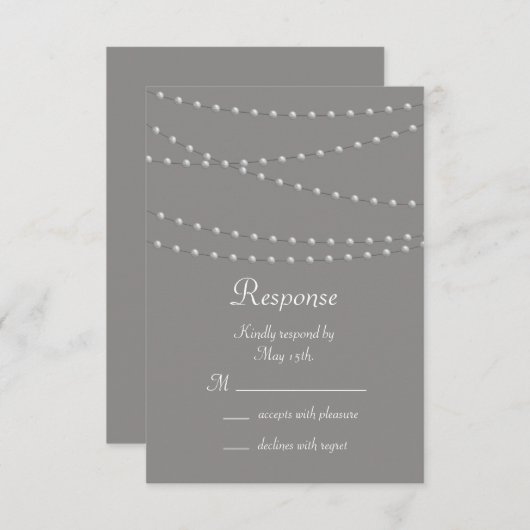 Perles élégantes sur Grey RSVP (Devant / Derrière)