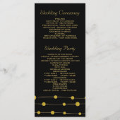 Perles en feuille d'or noir programme de mariage m (Dos)