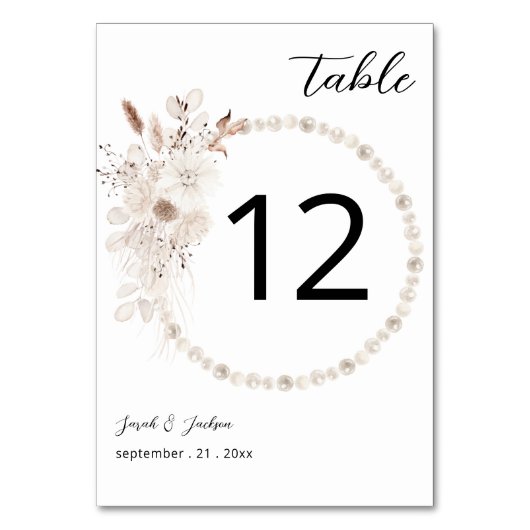 Perles et blanc Numéro de table florale (Par défaut)