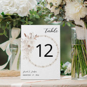 Perles et blanc Numéro de table florale