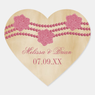 Perles et fleurs Stickers de mariage