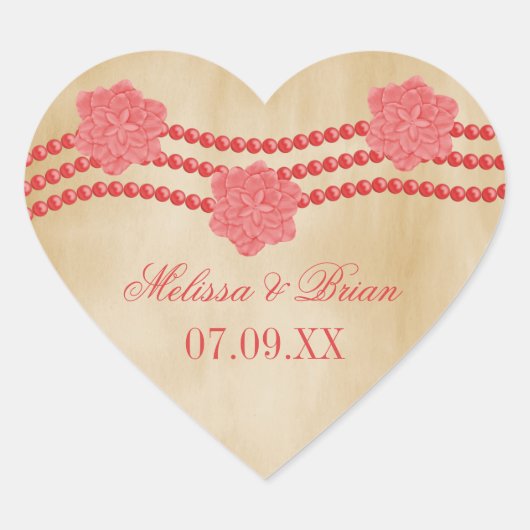 Perles et fleurs Stickers de mariage (Devant)