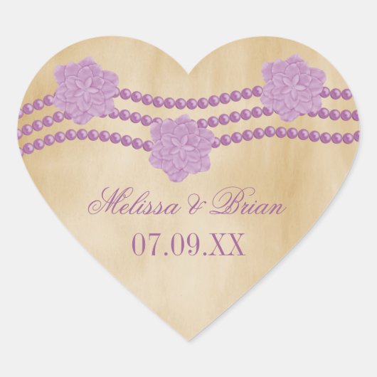 Perles et fleurs Stickers de mariage (Devant)