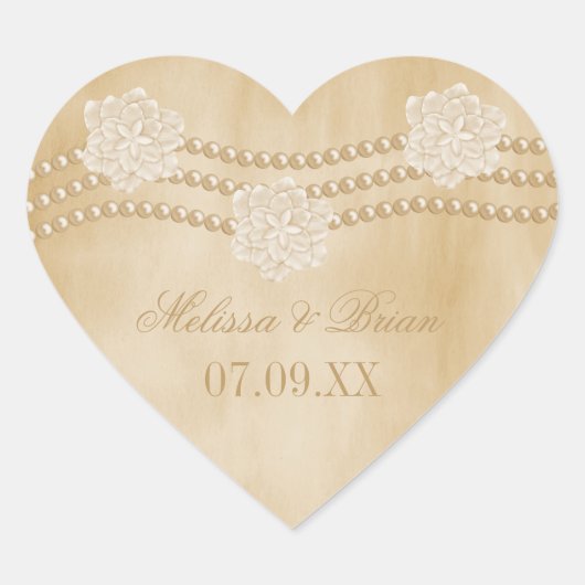 Perles et fleurs Stickers de mariage (Devant)