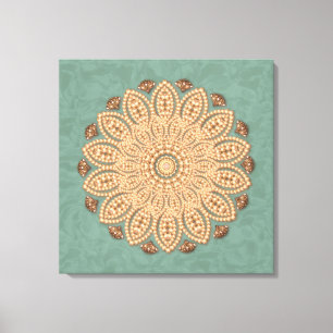 Perles et mandala de diamants sur la toile d'Aqua