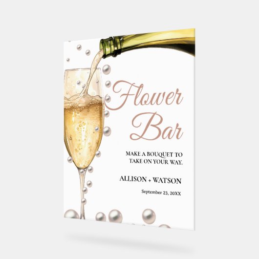 Perles et Prosecco Barre de fleurs de douche nupti (Angle)