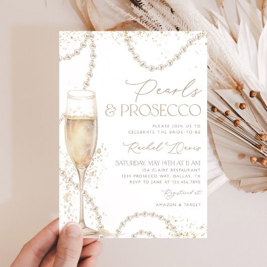 Perles et Prosecco Invitation de douche nuptiale, 