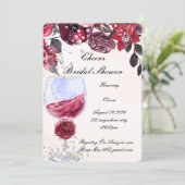 perles florales bordeaux invitation à la douche nu (Debout devant)