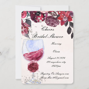 perles florales bordeaux invitation à la douche nu