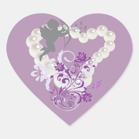 Perles florales mignonnes Stickers coeur pourpre (Devant)