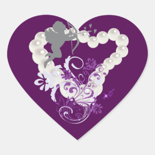 Perles florales mignonnes Stickers coeur pourpre f