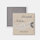 Perles grises Parchemin Enregistrer la date Magnet (Recto/Verso)