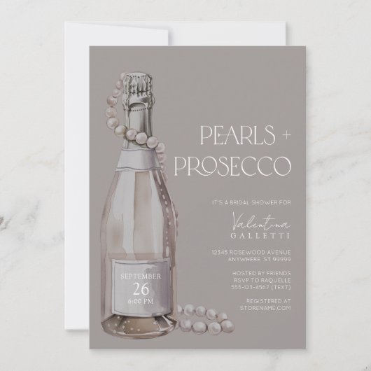 Perles + Invitation de la douche nuptiale du Prose (Devant)