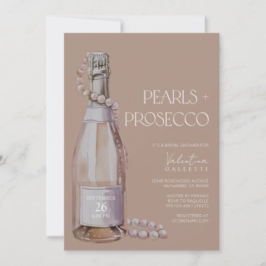 Perles + Invitation de la douche nuptiale du Prose (Devant)
