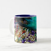 Perles Mardi Gras & Mug en fleur vert (Devant gauche)