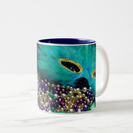 Perles Mardi Gras & Mug en fleur vert (Devant droit)