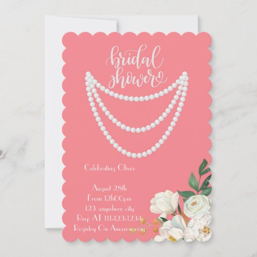 perles nuptiale invitation en rose (Devant)