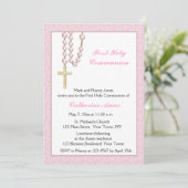 Perles roses, Floral, Invitation Religieuse (Debout devant)