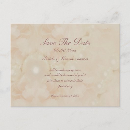 Perles roses rose enregistrer les invitations date (Devant)