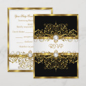 Perles RSVP Noir Blanc Or Fête d'anniversaire (Devant / Derrière)