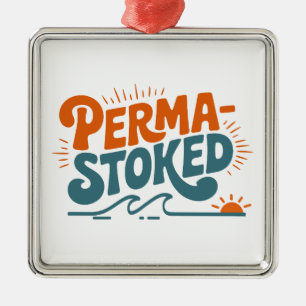 Perma-Stoked Golven Metalen Ornament