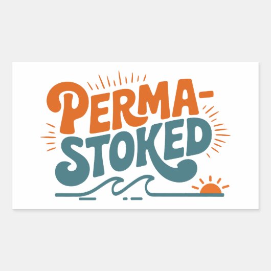 Perma-Stoked Waves Rechthoekige Sticker (Voorkant)