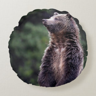 Permanent Grizzly-Beer Rond Kussen