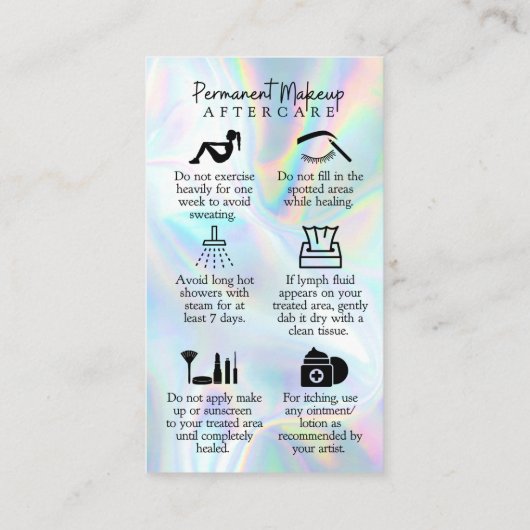 Permanent Makeup Aftercare Kaart Visitekaartje (Achterkant)