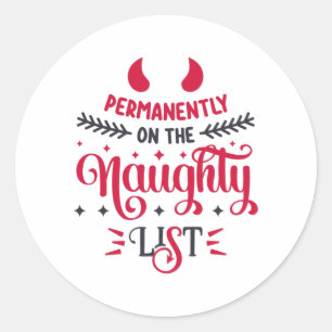 Permanent op de Naughty List Ronde Sticker