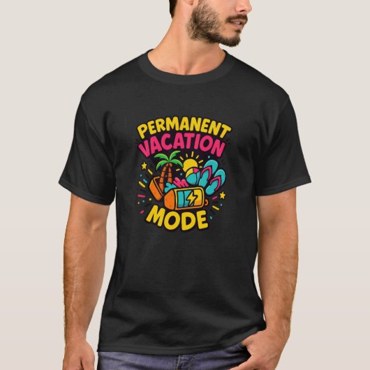 Permanent Vacation Mode – Fun Tropical Shirt (Voorkant)
