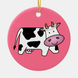Permanente Koe met Daisies Keramisch Ornament