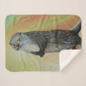 Permanente Otter Painting Sherpa Deken (Voorkant (horizontaal))