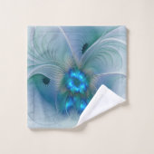 Permanente Ovations, Abstract Blue Turquoise Fract Bad Handdoek (Wasdoekje)