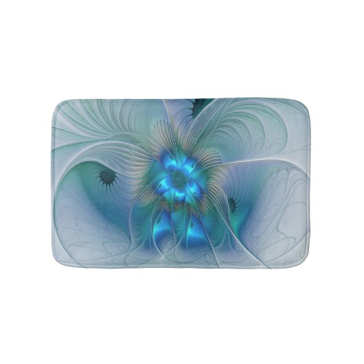 Permanente Ovations, Abstract Blue Turquoise Fract Badmat (Voorkant)