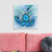 Permanente Ovations, Abstract Blue Turquoise Fract Canvas Afdruk (Insitu (Woonkamer))