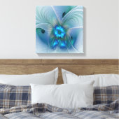 Permanente Ovations, Abstract Blue Turquoise Fract Canvas Afdruk (Insitu (Slaapkamer))