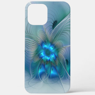 Permanente Ovations, Abstract Blue Turquoise Fract iPhone 12 Pro Max Hoesje