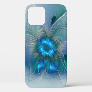 Permanente Ovations, Abstract Blue Turquoise Fract iPhone 12 Pro Hoesje