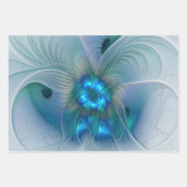 Permanente Ovations, Abstract Blue Turquoise Fract Inpakpapier Vel (Voorkant)