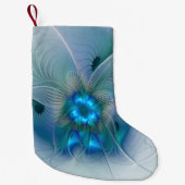 Permanente Ovations, Abstract Blue Turquoise Fract Kleine Kerstsok (Voorkant)