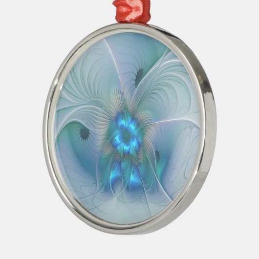 Permanente Ovations, Abstract Blue Turquoise Fract Metalen Ornament (Links)