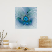 Permanente Ovations, Abstract Blue Turquoise Fract Poster (Keuken)