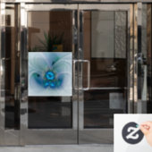 Permanente Ovations, Abstract Blue Turquoise Fract Raamsticker (Kantoordeur)