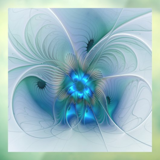Permanente Ovations, Abstract Blue Turquoise Fract Raamsticker (Vel 3)