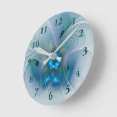 Permanente Ovations, Abstract Blue Turquoise Fract Ronde Klok (Hoek)