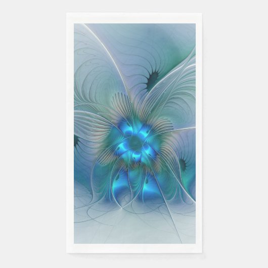 Permanente Ovations, Abstract Blue Turquoise Fract Servet (Voorkant)