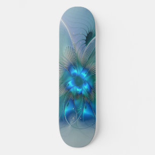 Permanente Ovations, Abstract Blue Turquoise Fract Skateboard