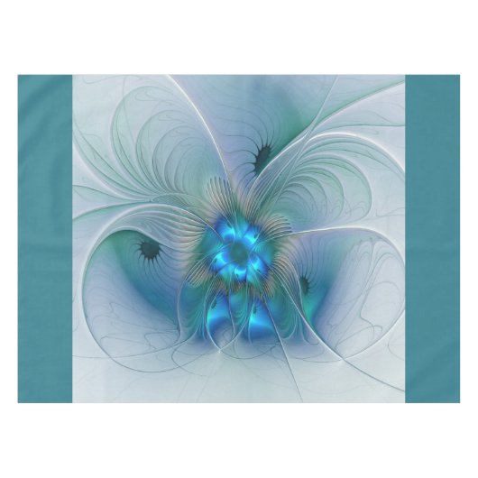 Permanente Ovations, Abstract Blue Turquoise Fract Tafelkleed (Voorkant (Horizontaal))