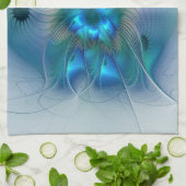 Permanente Ovations, Abstract Blue Turquoise Fract Theedoek (Gevouwen)